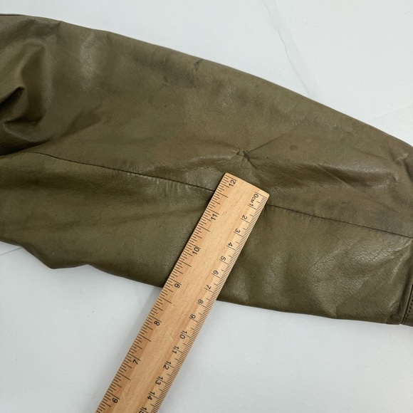 VTG MARC BUCHANAN PELLE PELLE LEATHER Jacket Women’s 9/10 Distressed Green - Picture 16 of 16